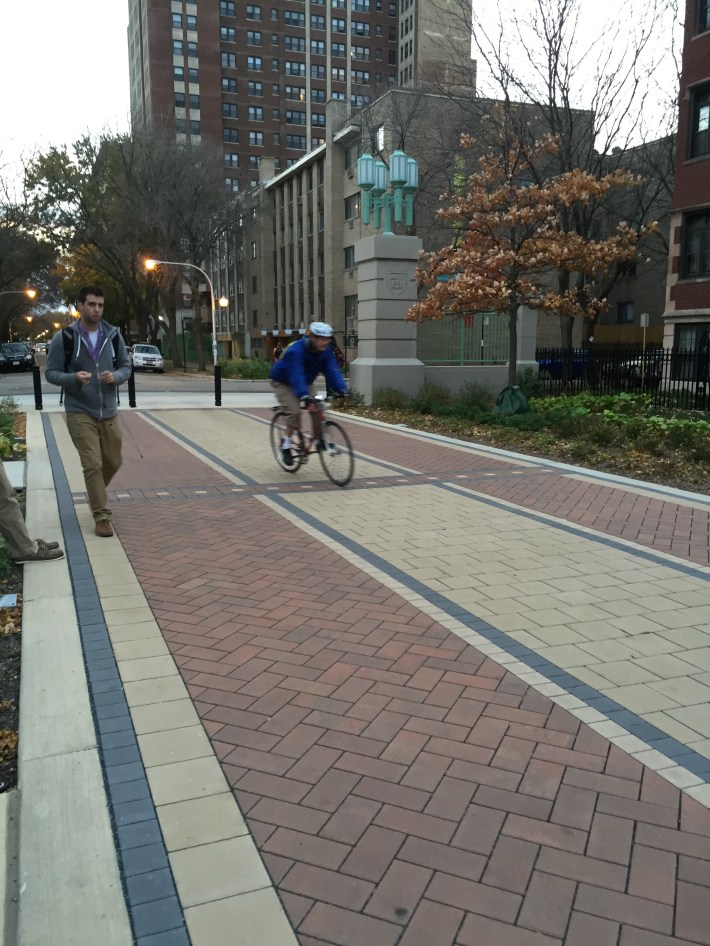 Bikes and pedestrians share the new path. Photo: Melissa Manak