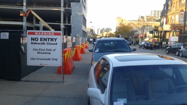Sidewalk closed outside Lakeview Mariano's under construction