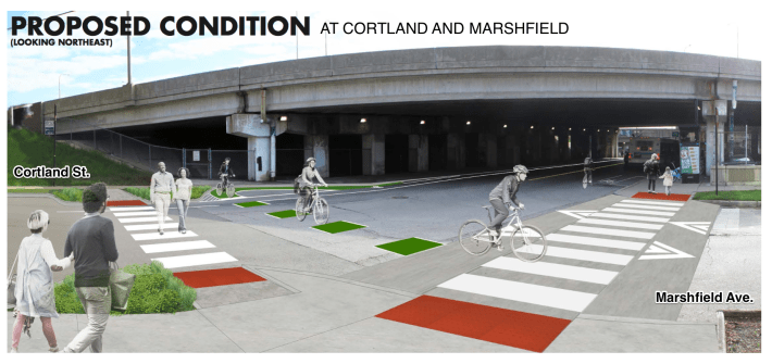 Cortland and Marshfield intersection