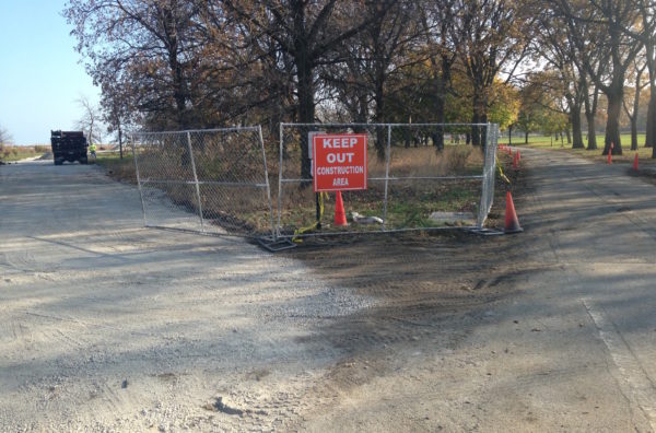 Construction to create a separate pedestrian path between 31st and 35th was underway last month. Photo: John Greenfield