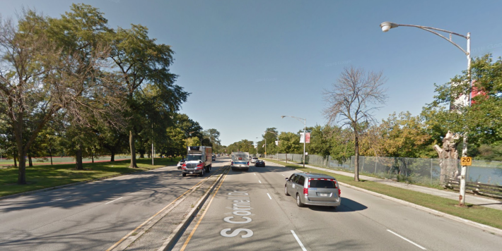 Cornell Drive has as many lanes as Lake Shore Drive, but a fraction of the traffic.