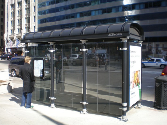 A bus shelter installed by J.C. Decaux. Photo: Dave Reid