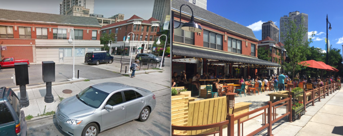 I'll take a macchiato over macadam any day. Images: Michelle Stenzel, Google Street View