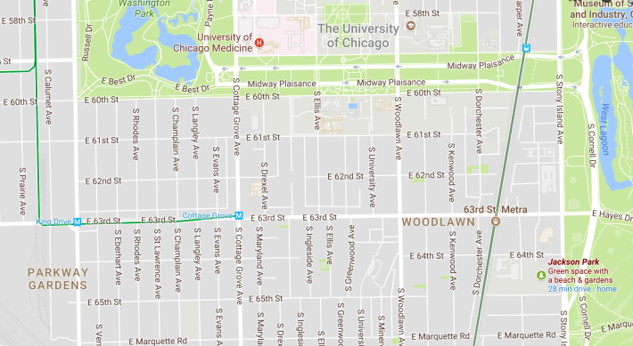 Currently the Green Line stops a mile west of Jackson Park, but it used to go all the way there. Image: Google Maps