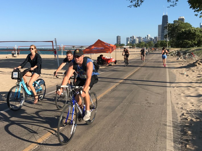 Riding too fast on the Lakefront Trail when it's crowded can create safety issues. Photo: John Greenfield