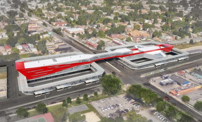 A rendering of the new station, which will straddle both sides of 95th Street. Image: CTA