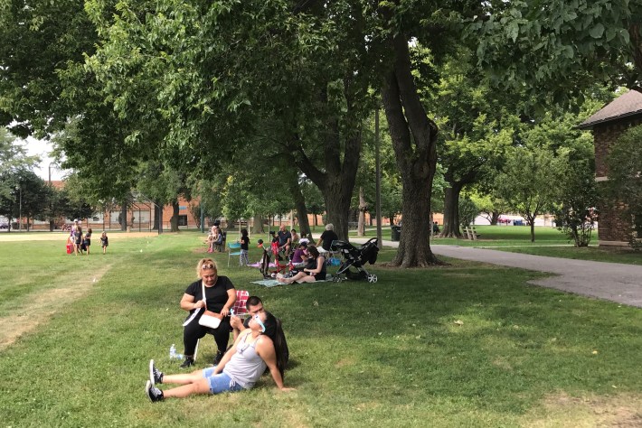 Waiting for the eclipse at Revere Park. Photo: John Greenfield