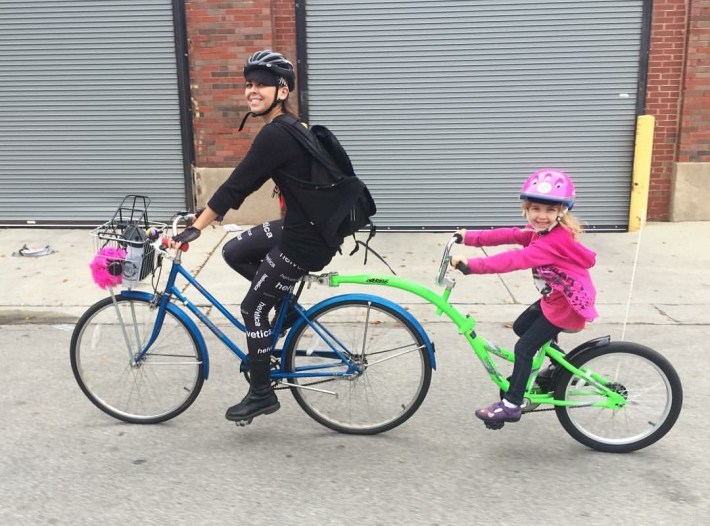 Stephanie Reid rides with her daughter Noelle. Photo courtesy of Reid.