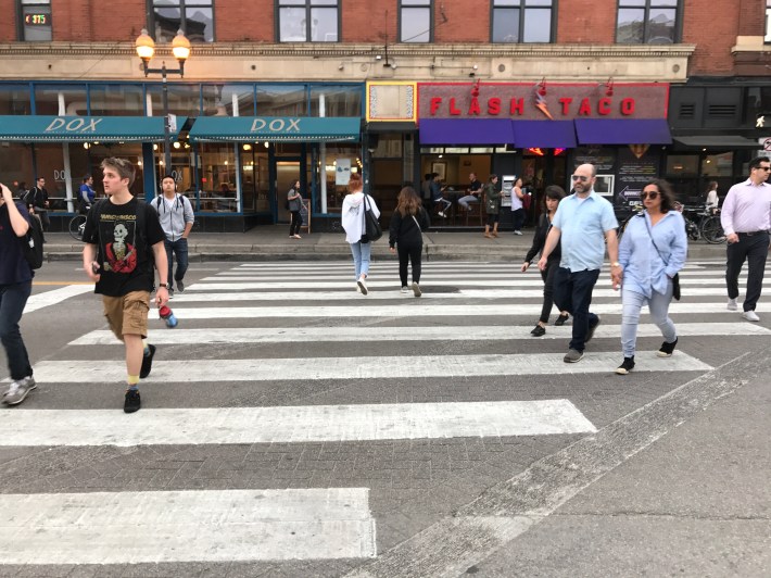 The new, extra-wide crosswalk. Photo: John Greenfield