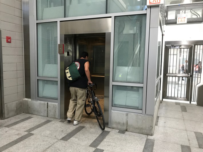 The new elevator makes bike-and-ride commutes more convenient. Photo: John Greenfield