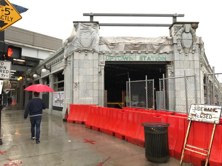 The Gerber Building. Girders have been installed to support the new clocktower. Photo: John Greenfield