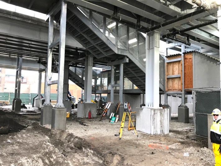 The stairs at the Sunnyside entrance, where customers will be able to access both platforms. Photo: John Greenfield