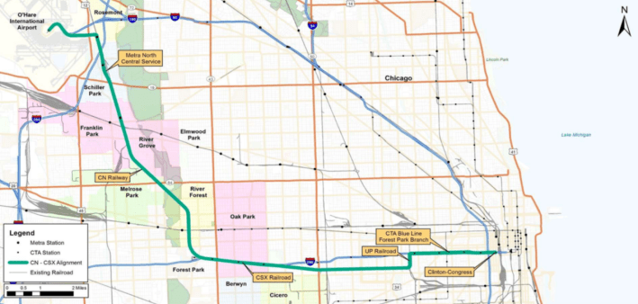 The CN-CSX corridor. Image: City of Chicago / Chicago Infrastructure Trust