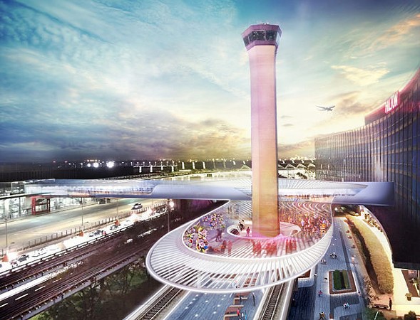 A rendering of a possible design for an express train station at O’Hare. Image: City of Chicago