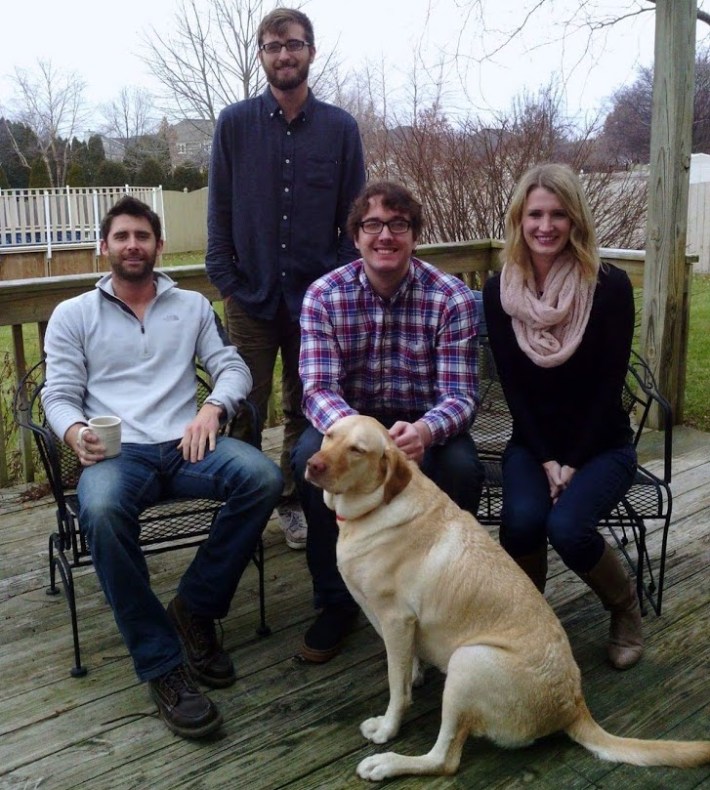Matt Cepela, center, with his siblings Jeff, Jake, and Jill, and dog Lilly. Photo courtesy of Diane Cepela