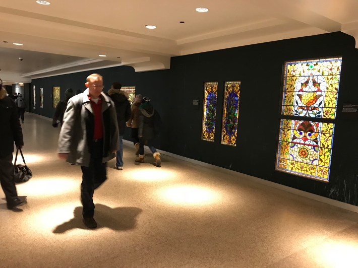 A gallery of stained-glass windows below the Macy's building (formerly Marshall Field's) on State Street. Photo: John Greenfield