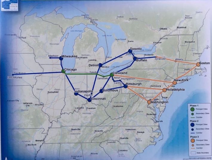 The proposed midwest and northeast Hyperloop network. Image: HTT