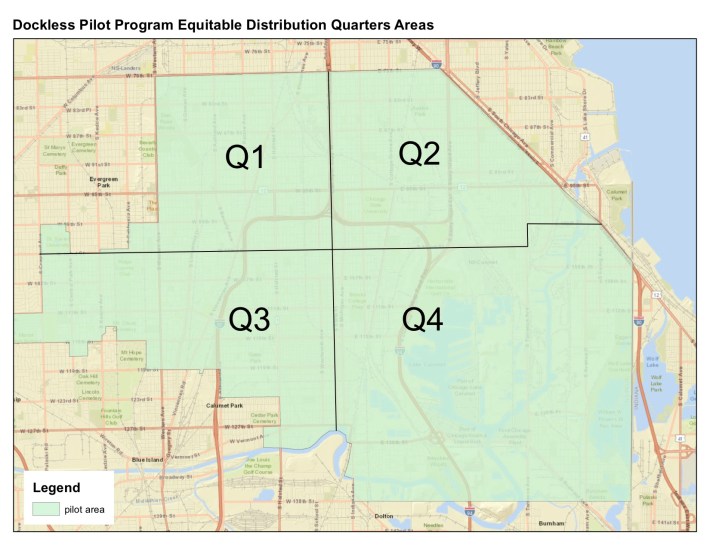 Companies must rebalance their fleets daily so that no less that 15 percent of the bikes are in any of these quadrants at any time.