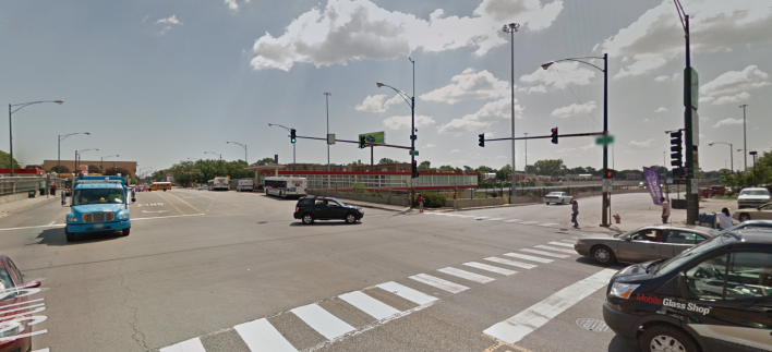 Intersection of 79th Street and Lafayette Avenue, where Julia Calloway was killed by a driver on May 10, 2018. Photo: Google Street View
