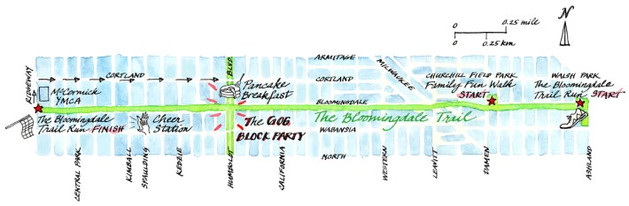 The map for the Bloomingdale Trail Run.