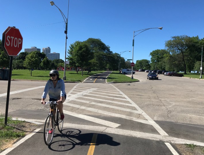 Crossing Lawrence on the new trail. Photo: John Greenfield