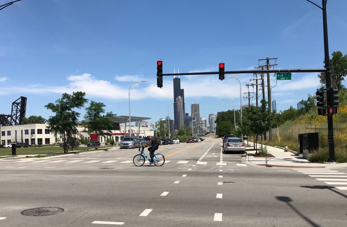 The recently reconstructed section of Wentworth at 18th Street. Photo: John Greenfield