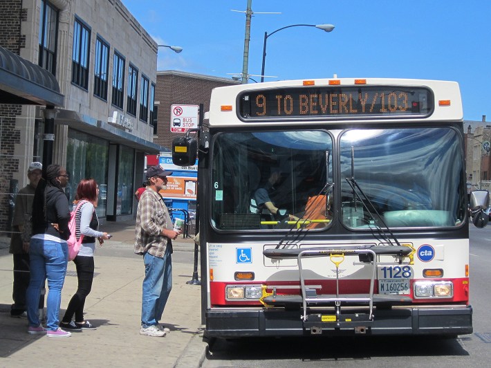 Customers board a CTA bus on Ashland. Photo: John Greenfield