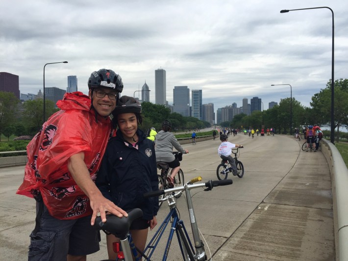 Bernard Loyd with his daughter Ayana at Bike the Drive in 2015.