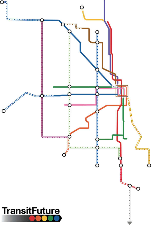 New and extended 'L' lines proposed by the Transit Future campaign.