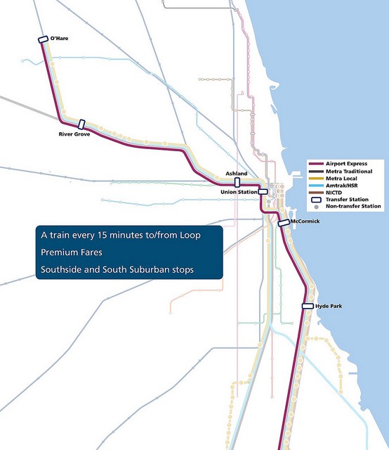 A map of the route for the Midwest High Speed Rail Association’s CrossRail proposal.