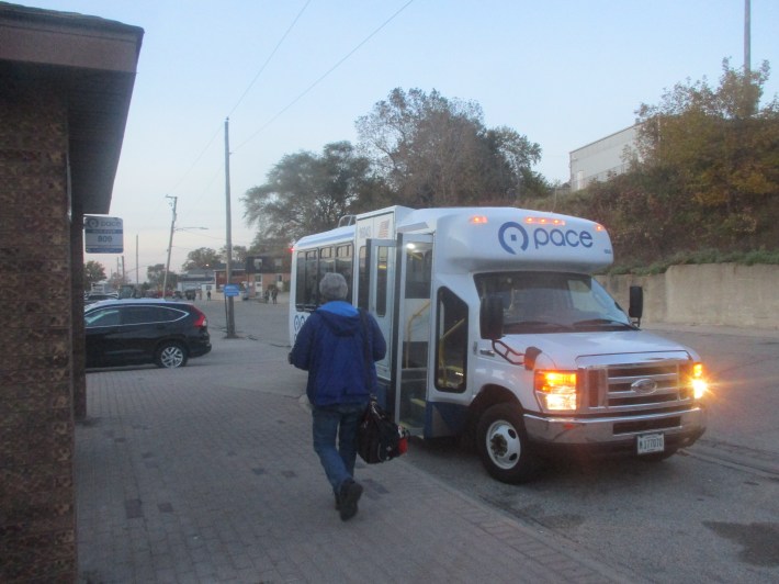 Only one rider boarded the Route 809 6:05 p.m. bus on the evening of October 25. Photo: Igor Studenkov