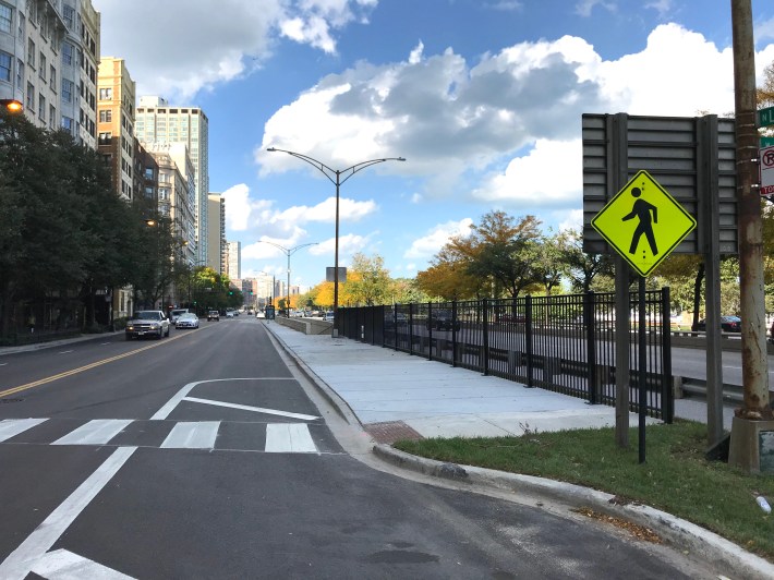 The new wider sidewalk on the east side of the Inner Drive. Photo: John Greenfield