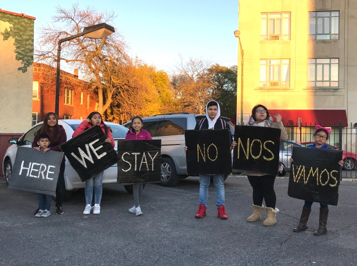 "Here we stay -- We're not leaving." Photo: Lynda Lopez