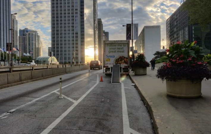 Looking east on Upper Randolph near the theater. Photo via BikeLaneUprise.com