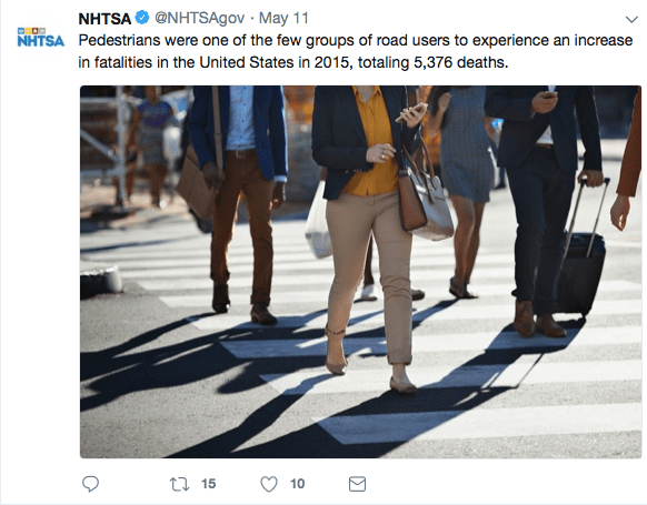 A victim-blaming tweet from NHTSA.