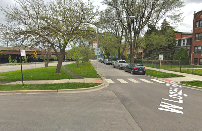 The desire line at Logan and Campbell. Image: Google Maps