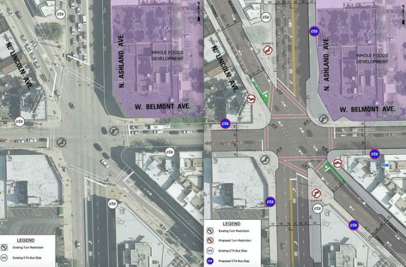 In the future, the bump-outs will be made permanent with concrete, and two new crosswalks will be installed.