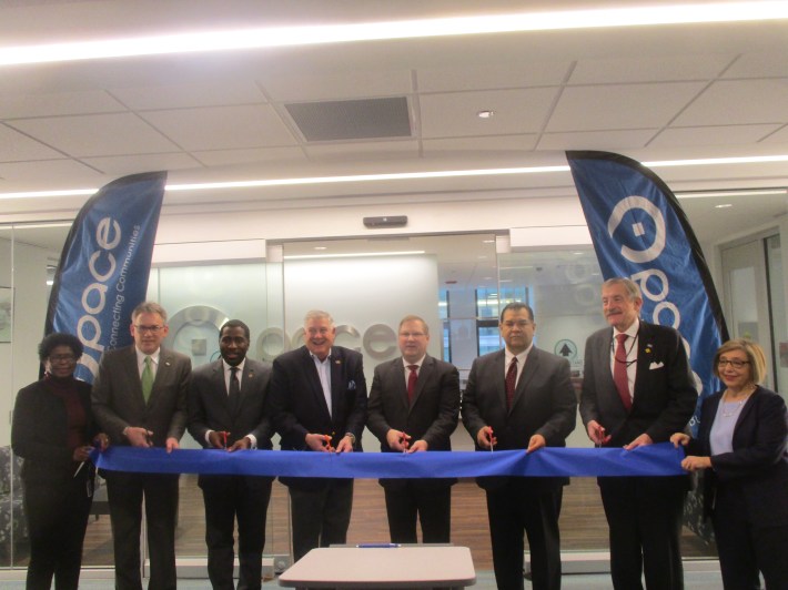 Officials cut the ribbon on the new HQ. Photo: Igor Studenkov