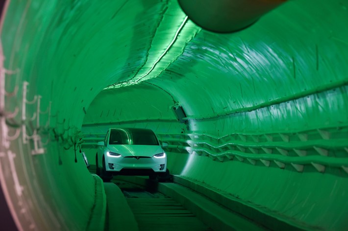 The "Tesla in a tunnel" demo that Scheinfeld says "all Chicagoans can... be excited about." Photo: The Boring Company