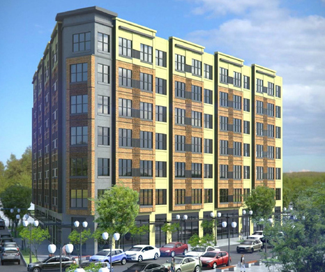 Rendering of an all-affordable TOD coming to Logan Square near Armitage and Milwaukee.
