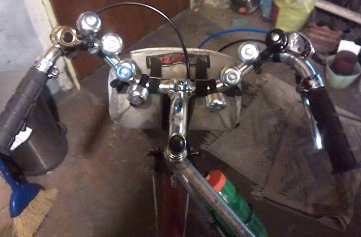 Maybe don't install this many bells on your bike. Photo: Kevin Womac