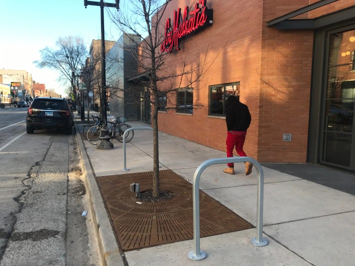 New galvanized racks in North Center. Photo: John Greenfield