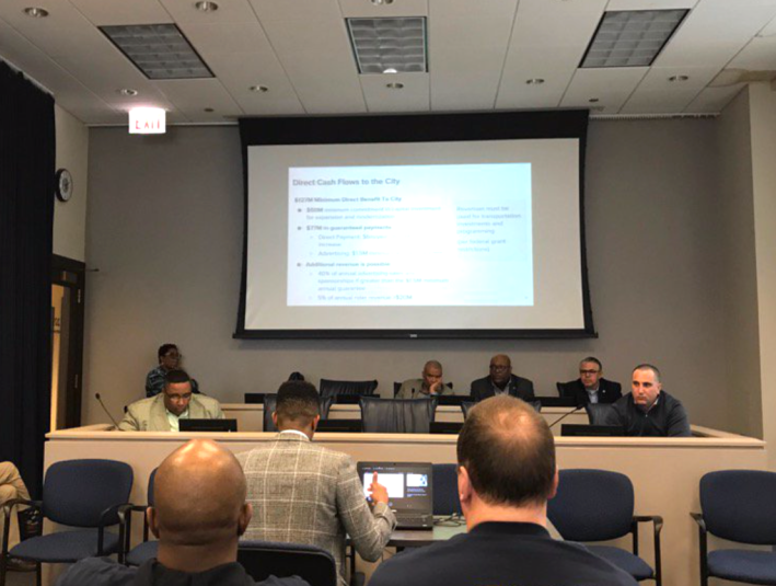 Tim Brown (checkered jacket) testifies before the committee. Photo: John Greenfield