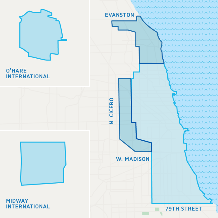 The Chicago pickup and drop-off zones.