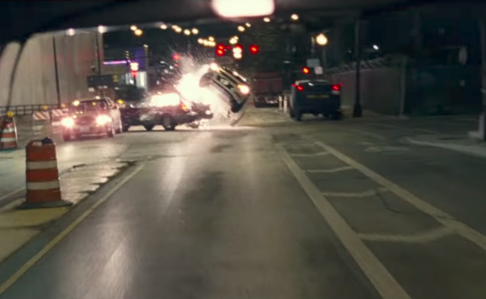 A car crash scene takes place by the Lake Street bike lanes.