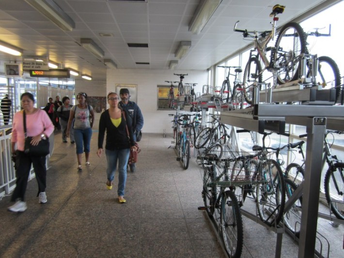 The indoor racks at the old 95th Street Red Line station. Photo: John Greenfield