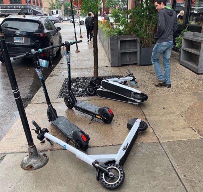 Scooter mayhem in the West Loop. Photo: Steve Niketopoulos via Chicago Scooter Fails