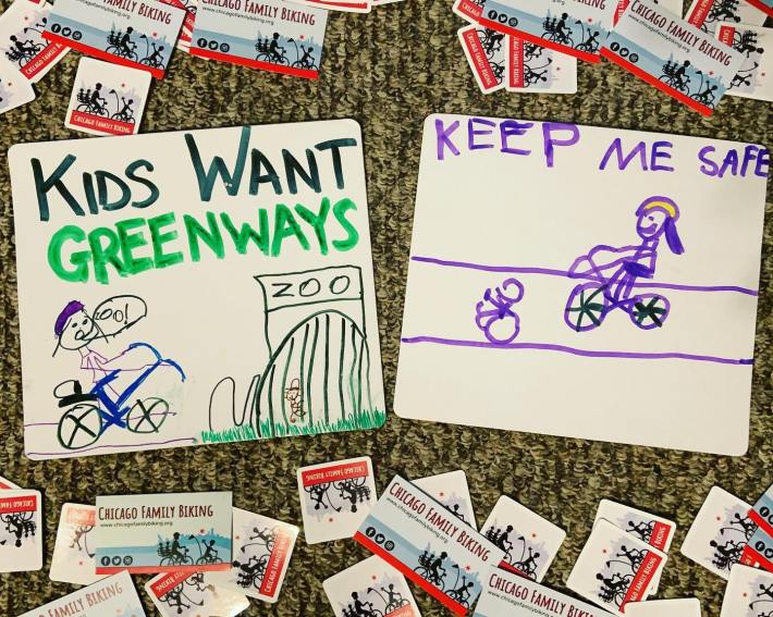 Signs for tomorrow's meeting. Photo: Chicago Family Biking