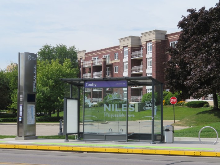 A Pulse bus stop in Niles. Photo: Jeff Zoline