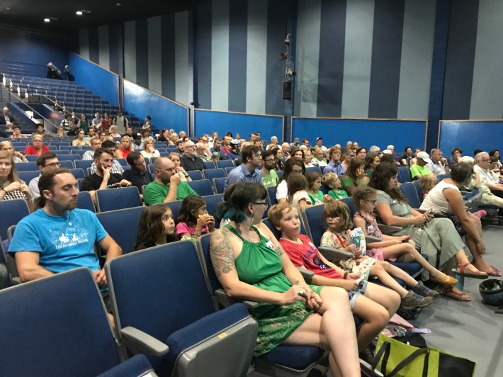 Dozens of attendees wore green to show support for the greenway. Photo: John Greenfield